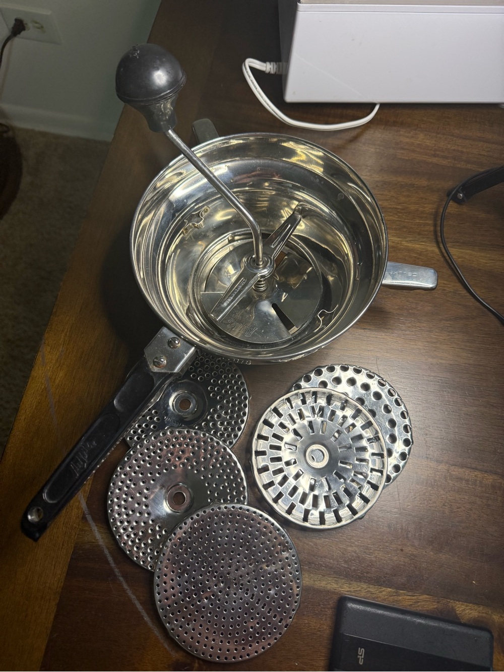 Stainless Steel Hand-Crank Food Mill - Silver